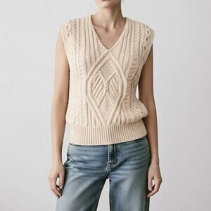 Vintage 100% Aran Wool Fisherman Sweater Vest Cableknit Oldmoney Made In Ireland